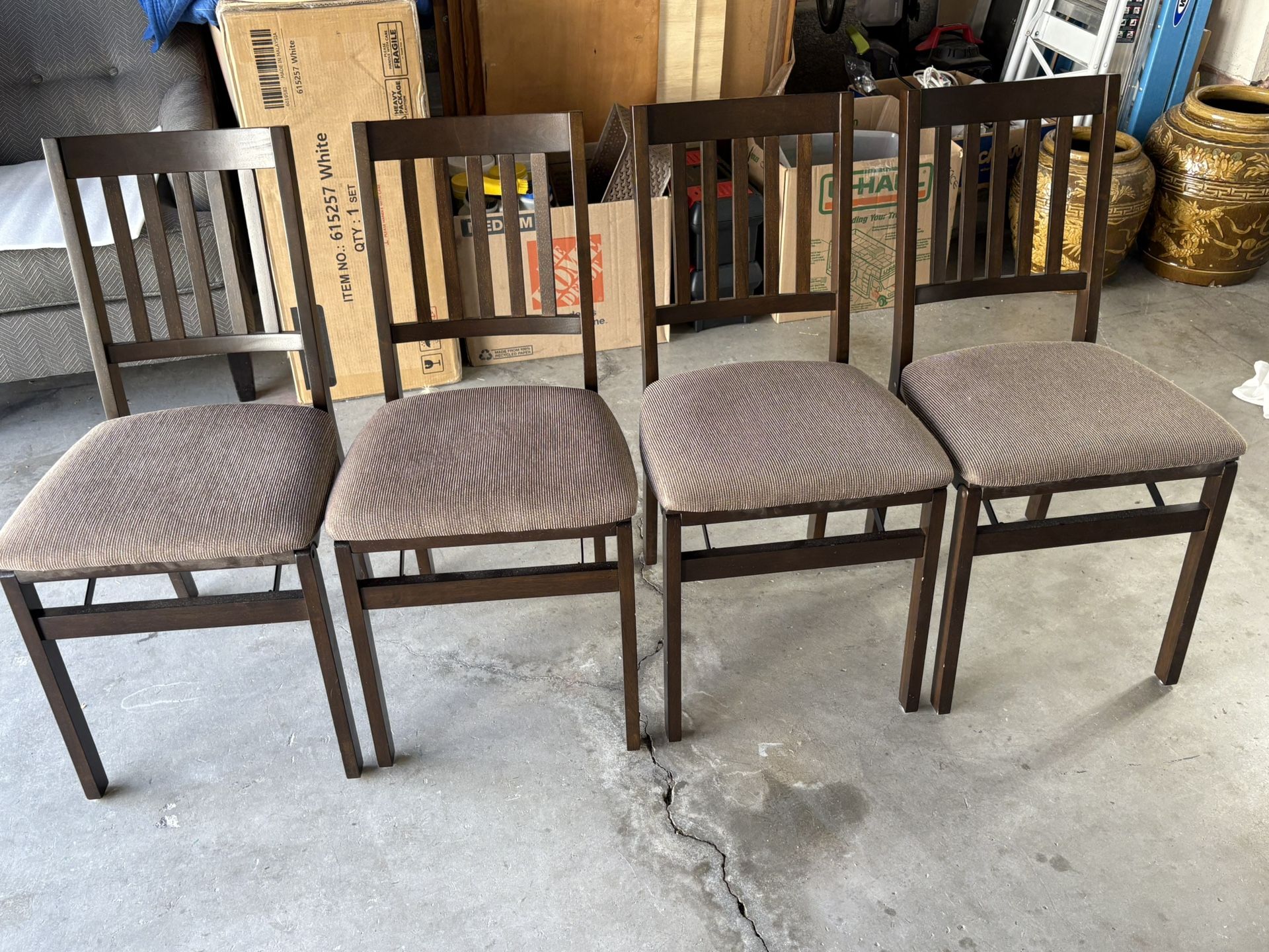 Set Of 4 Folding Wood Chairs