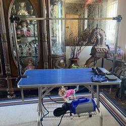 Grooming Table Comes With Attachment And A Blower And It’s Adjustment For Bigger Dogs And Medium To Small Take All For 140