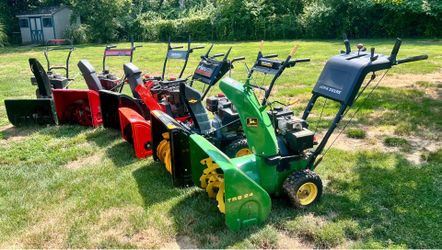 mechanics lot  of six snowblowers
