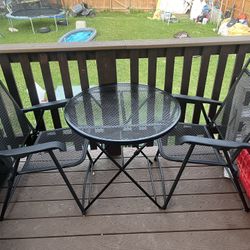 Metal Table And Two Chairs 