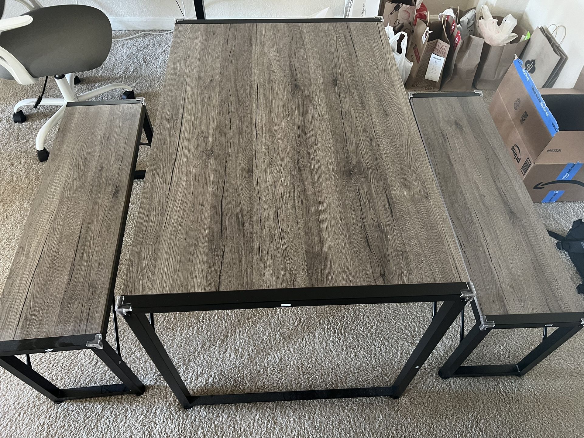 Dining Table Set with 2 Benches