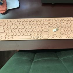 Pink Wireless Keyboard and Mouse Set