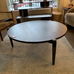 Round Dark Wood Coffee Table