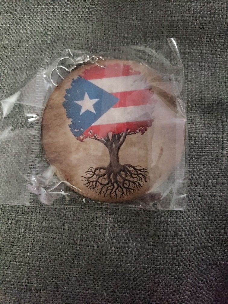 Puerto Rico Wood Earrings