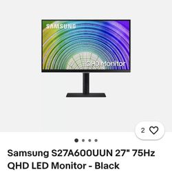 PC Gaming Monitor Hdmi Samsung 27" 75Hz QHD   - Black