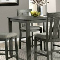 5 Pc Grey Counter Height Dining Room Set - New In Box