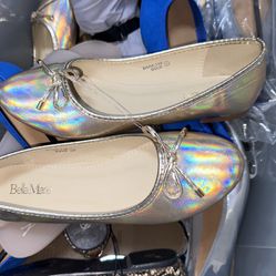 Gold ballerinas flat shoes size 9 