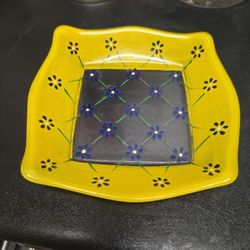 Hand painted Glass Small Plate 6"X6"