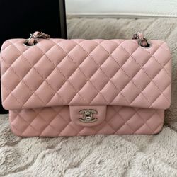 Chanel Pink Classic Caviar Leather Silver Hardware Size 25cm Barbie Bag