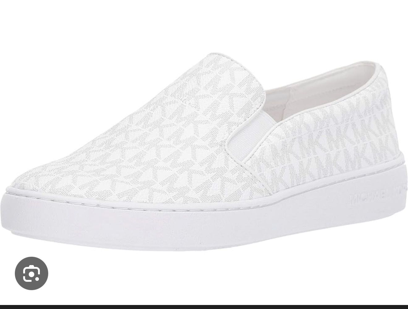 Michael Kors Women's Keaton Slip-On Bright White Mini MK Logo Coated Canvas/Nappa 7 M