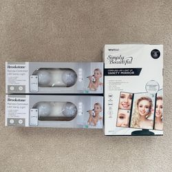 LED Vanity Mirror and Remote Controlled Bulbs Bundle