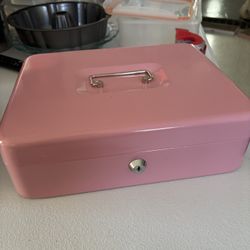 New Pink Cash Box Money Tray with Key 