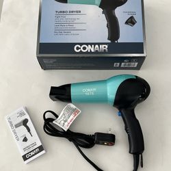 New- Conair Dryer 1875 Watt Turbo Tourmaline Ceramic lonic Technology, Mint Green.