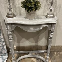 Beige And White End Table 