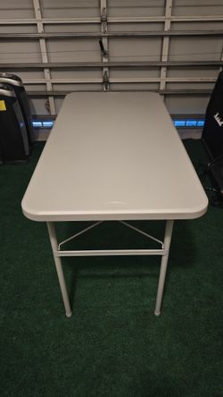 COSCO 4-Foot Center-Fold / Straight Plastic Folding Utility Table