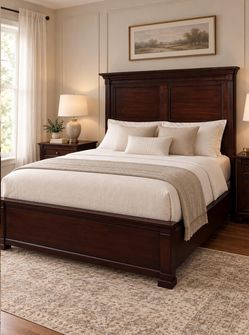 Queen bed with nice wood frame