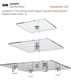 Jusalpha 3-Tier Clear Acrylic Square Cupcake Stand
