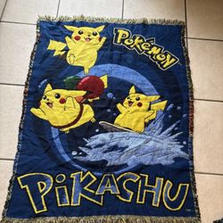 Vintage Surfing Pikachu Throw Blanket Tapesty 90s Pokemon Nintendo 