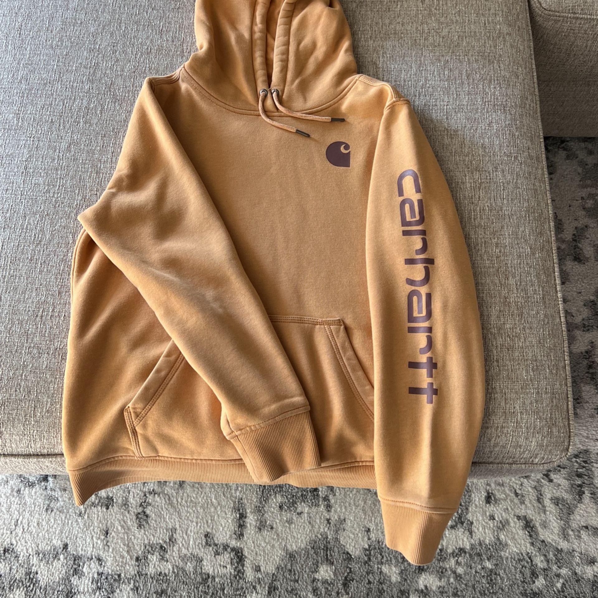 Carhartt yellow hoodie, youth large