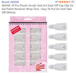 Pcs Plastic Acrylic Nail Art Soak Off Cap Clip UV Gel Polish Remover Wrap Tool - Easy To Put On And Take Off (White)
