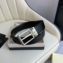 Montblanc Black Leather Belt With Box 