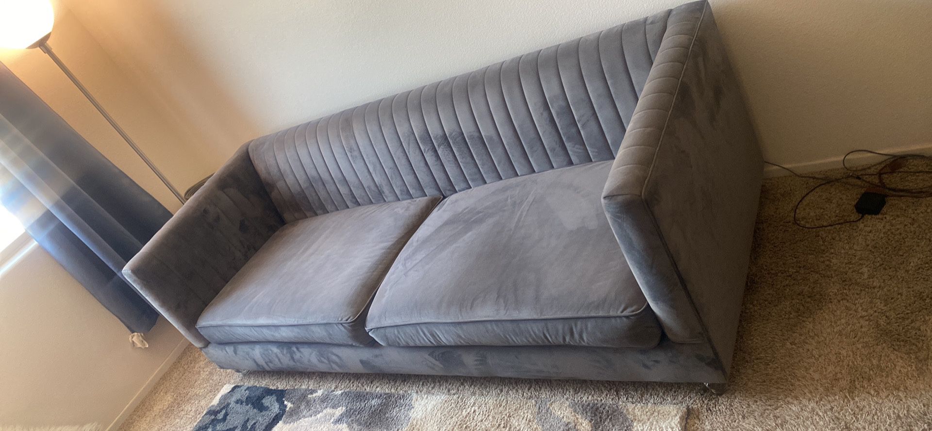 89.4” Velvet Rolled Arm Sofa