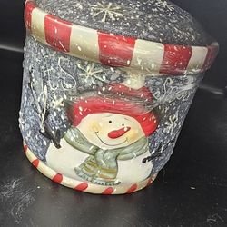  🎄Vintage Snowman Ceramic Cookie Jar – NEW & Sealed