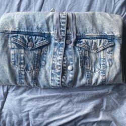Light blue denim jacket with cotton hood