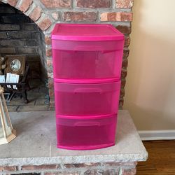 pink plastic dresser Mainstays Rolling 3 Drawer Storage Organizer Cart, Pearl Blush