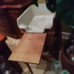 Oversized Cat Litter Box  Custom Built Stand For box Storage Underneath Platform On Hinges Keeps Dogs  From Poop