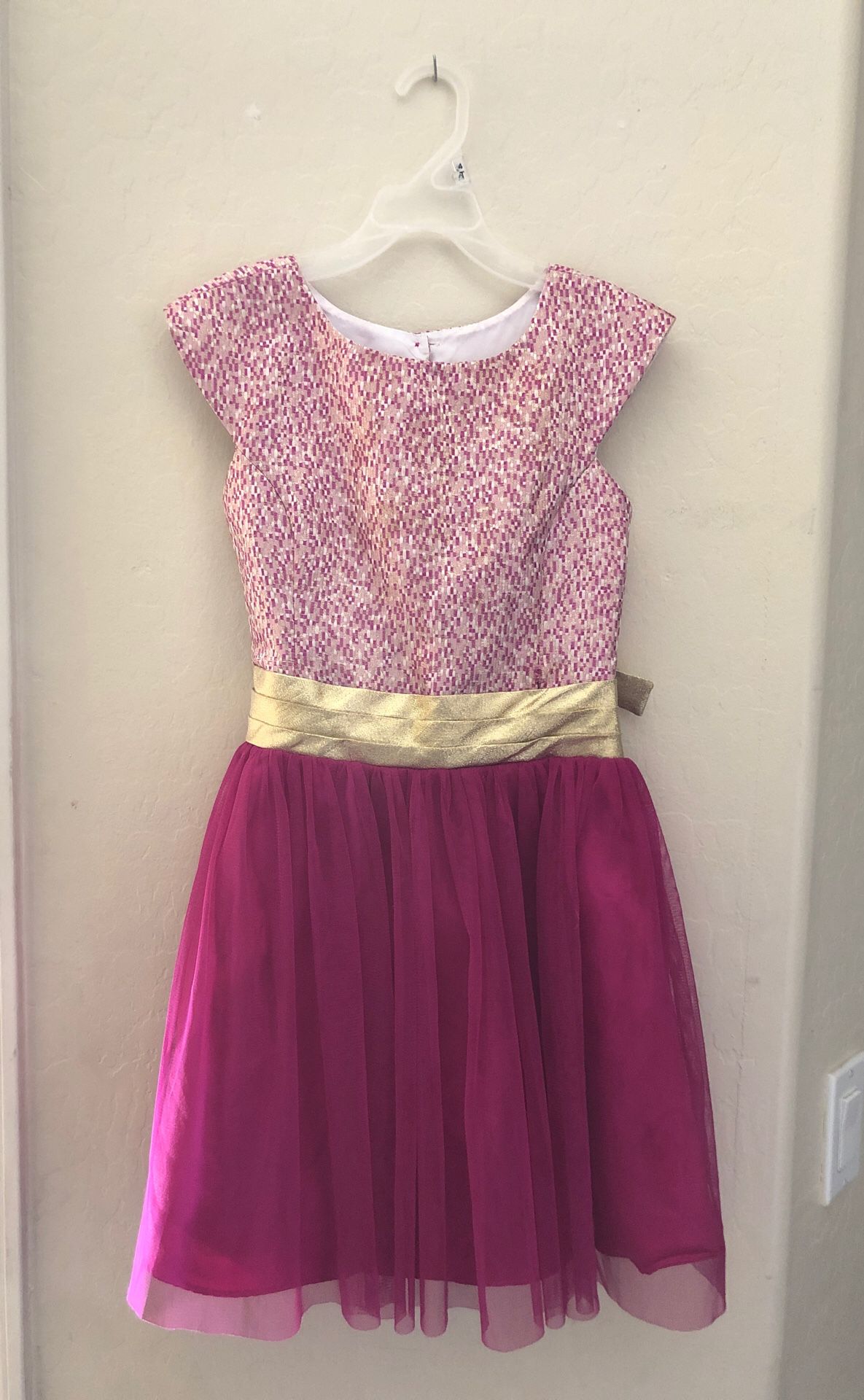 Girls Jona Michelle Easter Spring dress in size 7 pink chiffon
