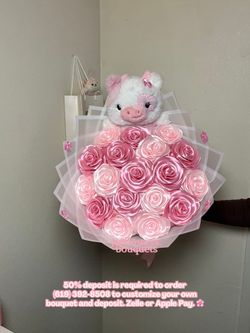 Pink mini cow eternal bouquet