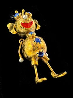 Vintage 18k solid yellow gold Alien 1CTW blue Lapis stone Italy charm pendant