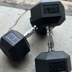 50 Lbs Dumbbell Set Hex Rubber. 