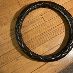 Faux Black Leather Steering Wheel Cover That Can Make A Difference In Driving (NO SHIPPING) A Little Peeling On One Side