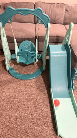 Kids Indoor Playground Set – Slide, Swing & Basketball Hoop