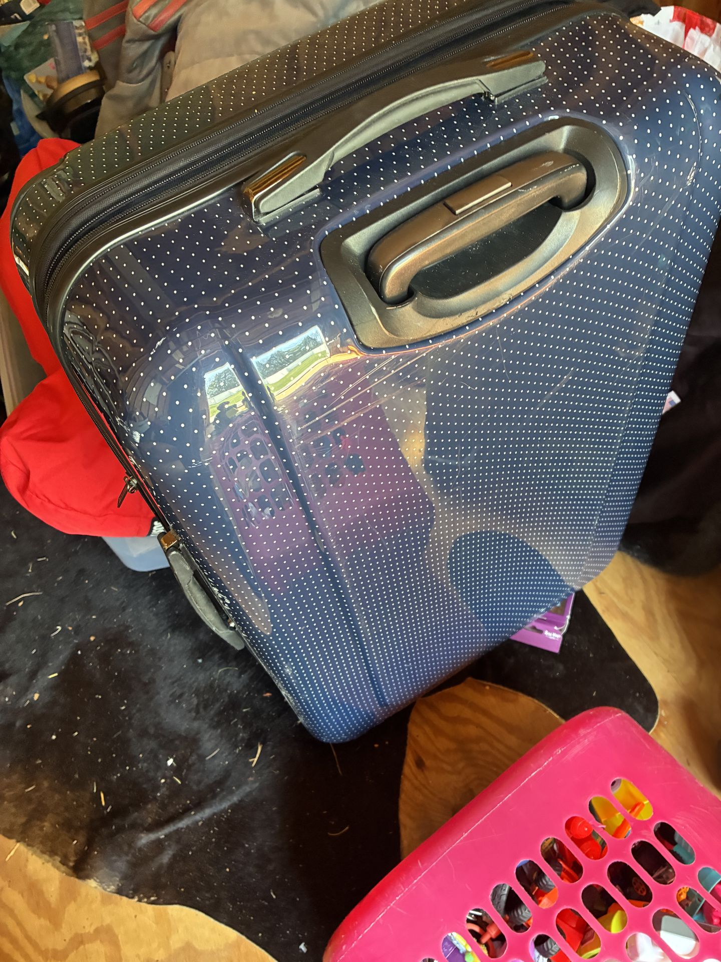 Large blue suit case .