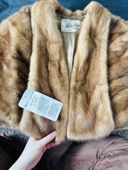 Real 100% Vintage Mink Stole Coat Cape Or Bolero Jacket 