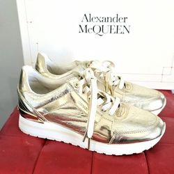 MK Michael Kors Nova Sneaker Women's Size 8 Casual Gold Shoes
