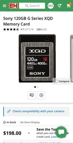 Sony 120GB G Series XQD Memory Card