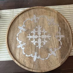 Wood Lazy Susan Fleur De Lis 