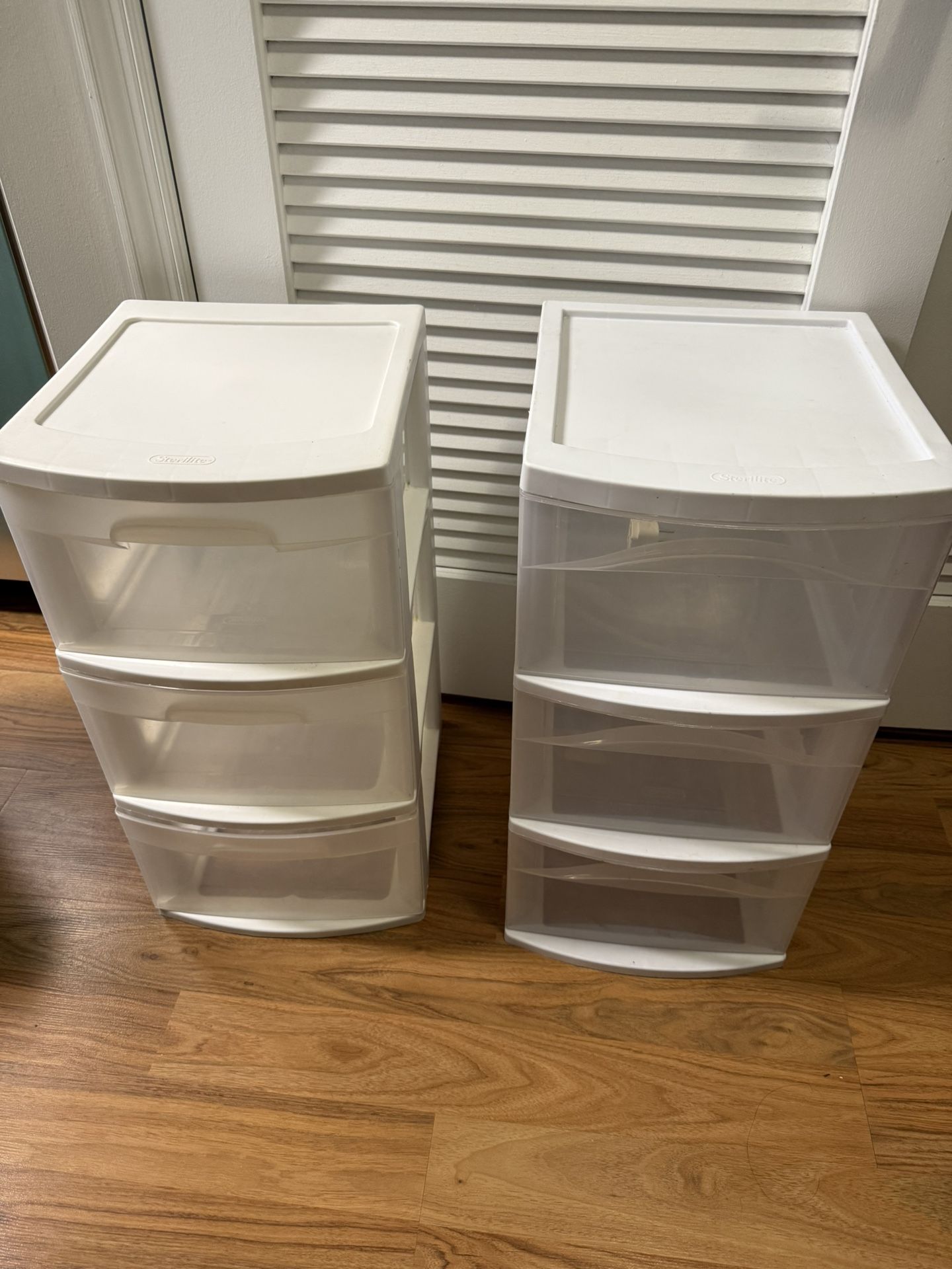 Sterilite Storage Drawer, 3 Drawer Slim Plastic Storage Cart with Clear Pull Out Drawers x2