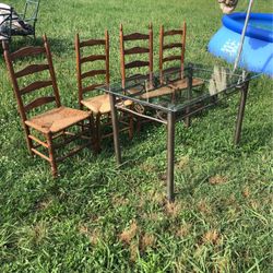 Glass Table With 4 Chairs 