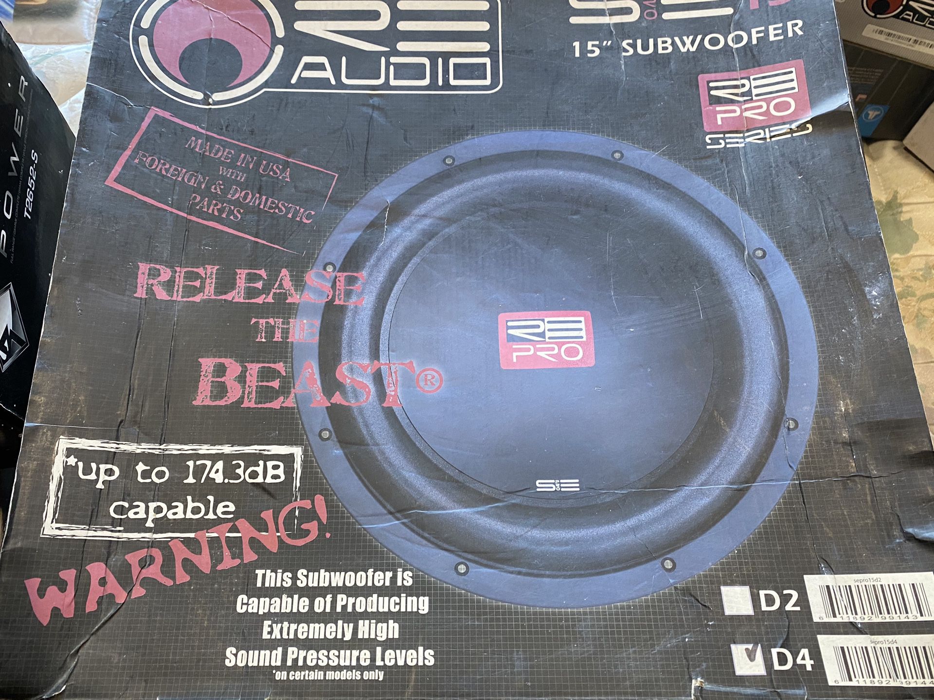 RE Audio SE Pro 15” Sub Woofer Speaker