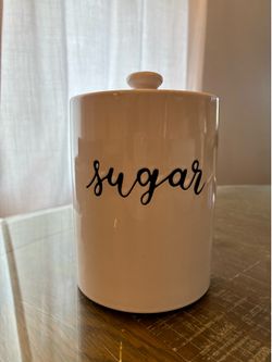 White Ceramic Sugar Canister with Lid