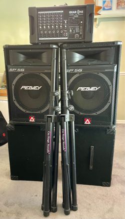 PA System Speaker Set/Stands/Gear One Amp Head