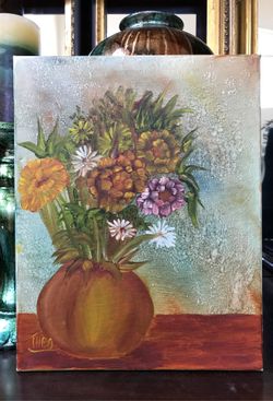 Canvas Art Painting Flowers in Vase $12