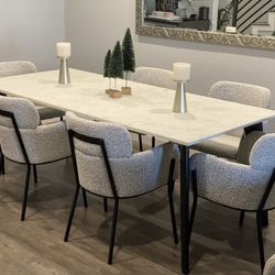 CB2 Harper Marble Table With Chairs 
