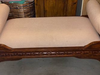 Antique-Style Upholstered Chaise Lounge Bench