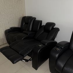 Black Reclining Sofa and Love Seat